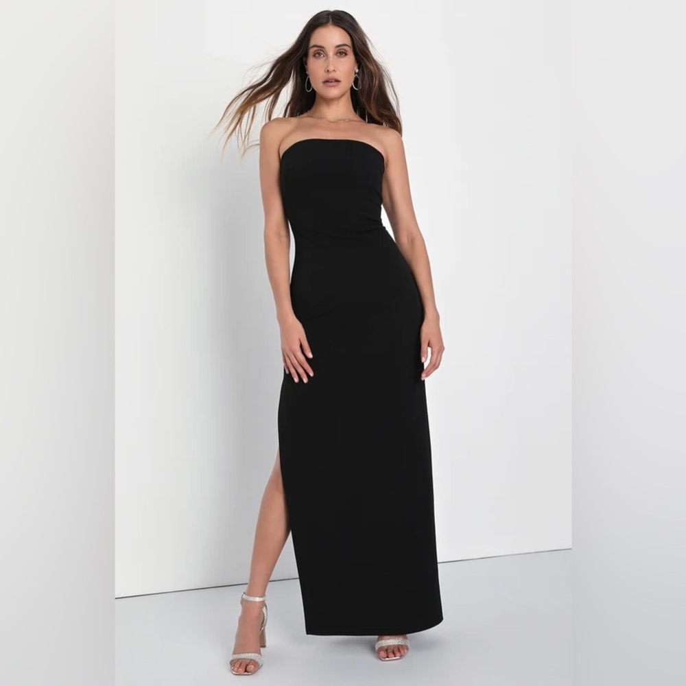 Elaborate Excellence Black Strapless Bodycon Maxi Dress